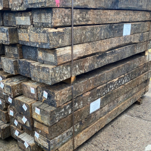 Reclaimed Hardwood Sleeper, Grade 'A'. Dimensions 2.6m x 250mm x 1500mm or 8'6" x  10" x 6" Weight 100kg approximately. Reclaimed Hardwood Sleeper are a popular choice for garden structures, planters, steps, walls and many more. These sleepers vary slightly in lengths and thicknesses as they're reclaimed.  They're available from one to large quantities. When a greater depth or length is required sleepers can be screwed and fixed together.